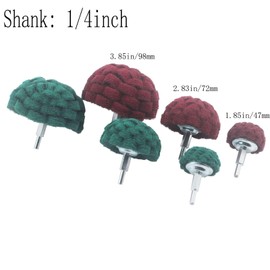 JUNLIXN 9 Pcs Scouring Pads, 1/4'' Shank Half Ball Shape Non Woven Buffing Polishing Kits for Drill, Power Scrubber Drill Polishing Kits