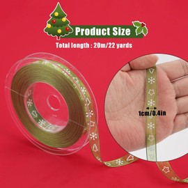 Christmas Ribbon, 22yd x 0.4 Inch Snowflake Ribbon Merry Christmas Satin Ribbon Wired Ribbon for Crafts Making Gift Wrapping Xmas Decor(Green)