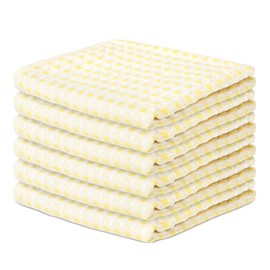 Vintage Vista 100% Cotton Dish Cloths (Pack of 6) - Dish Rags for Washing Dishes - Reusable & Highly Absorbent Kitchen Towels - Kitchen Rags fo Easter - (12" x 12" - Lemon Yellow Honeycomb)