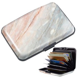 Marble Credit Card Holder for Women,RFID Blocking Slim Hard Card Case ID Case Travel Wallet,Grey Marble