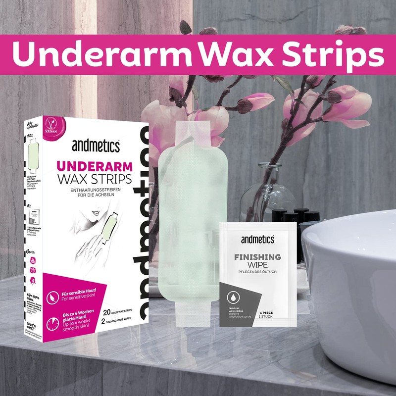 andmetics Women's Armpit Wax Strips, Perfect for Hair Removal of