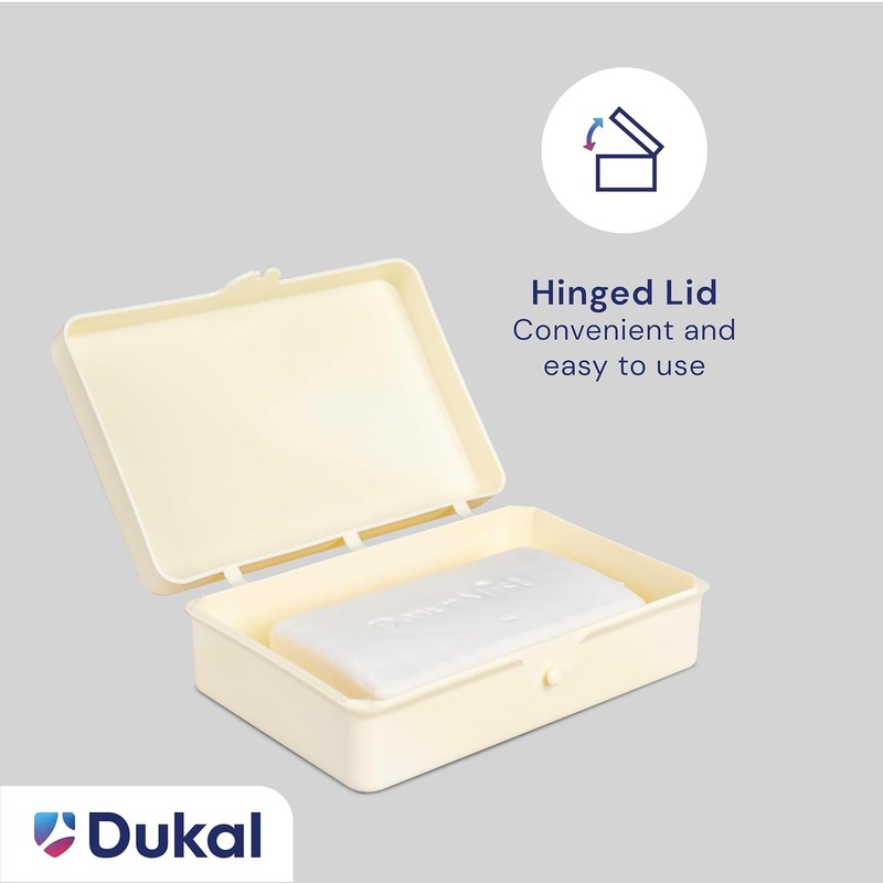 Dukal DawnMist Ivory Plastic Soap Box, Durable & Compact, Pack