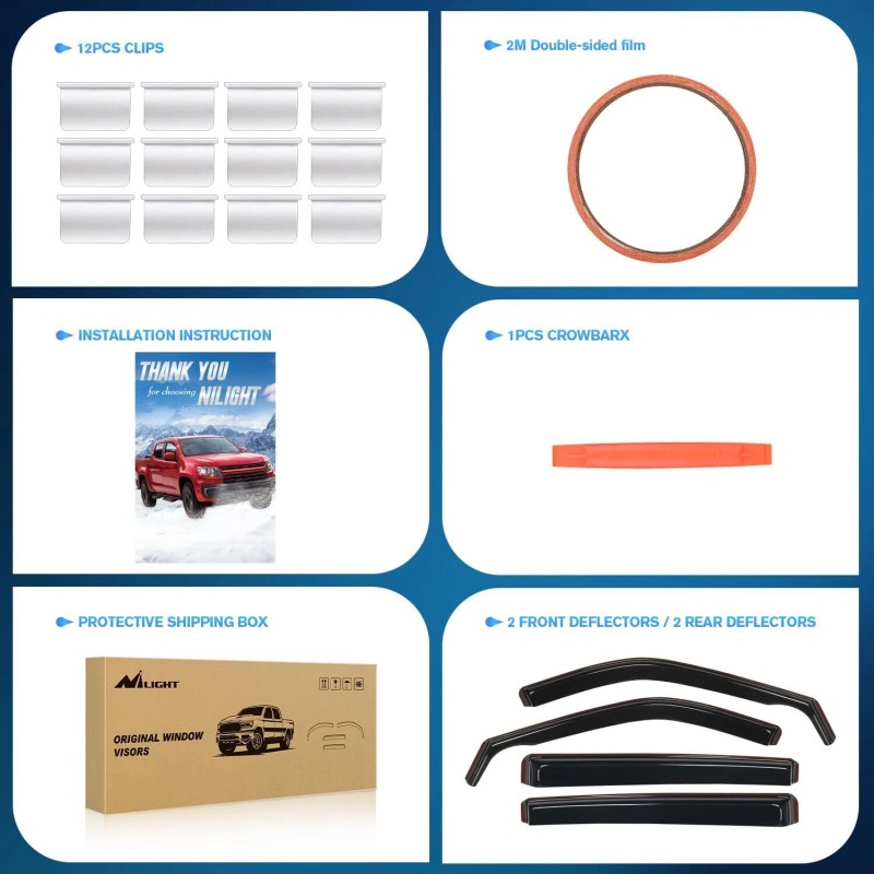 Nilight in Channel Window Deflectors for Ford Explorer 2020-2024