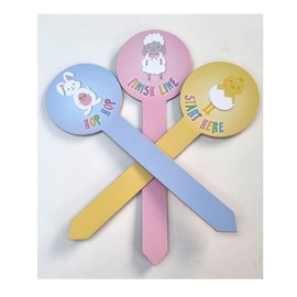 LR Supplies Easter Egg Hunt Signs 6pcs Wooden Garden Trail Kit Party Decorations Bunny Chick