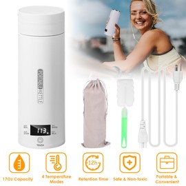 KOCASO Portable Electric Kettle - Small 500ML Stainless Steel Travel Electric Tea Kettle with Auto Shut-Off, 4 Temperature Settings for Boiling Water, Hot Water Kettle Electric for Home Office Travel