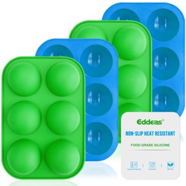 Half Sphere Silicone Molds, Eddeas 4 Packs 6-Cavity Semi Silicone Dome Molds for Baking, Making Hot Chocolate/Cocoa Bombs, Jelly, Cupcake, Pudding and Dome Mousse