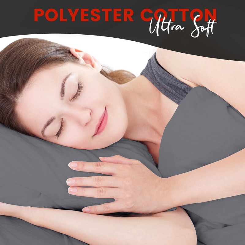 HOME ACE Non Iron Percale Standard Pillowcases 2 Pack Grey,