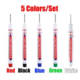 5Counts Deep Drill Hole Long Nib Marker,20mm Tip Deep Hole Pen,Quick-Dry Waterproof Marker Pen,Woodworking Marker Pen,Marking Pen for Wood,Wall,Plastic,Cardboard Construction Site Pen,MirrorZone.