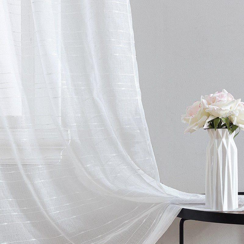 Laura Ashley Lehman 4 Panel Sheer Curtains with Rod Pocket,