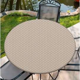 Yesad Round Outdoor Tablecloth Fits 42"-46" Round Table, 48Inch Elastic Edge Washable Polyester Table Cover for Party Picnic Camping Outdoor Indoor Decor