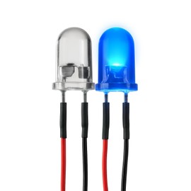 Lumetheus LED Wired 12 Volt 5 mm Colour Blue Wired LEDs with Cable Soldered 12 V Resistor Blue LEDs