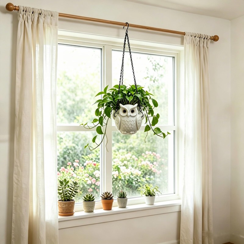 Self-Watering Hanging Planters, 3D Printed Owl Flower Pots
