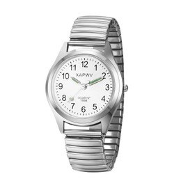 JewelryWe Men's Watch Analogue Quartz Partner Friendship Watch Elastic Metal Strap Ultra Thin Men's Watch with Illuminating Hands Gift for Men Silver, silver, Bracelet