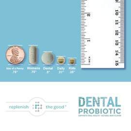 Dental Oral Probiotic, 60 Chewable Tablets - Supplements w/BLIS K12 & M18 - Bad Breath Treatment for Adults - Boosts Oral Health - Fights Halitosis, Tooth Decay, Strep Throat (Mint Flavor)