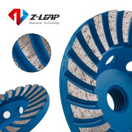 Z-LEAP 4Inch Diamond Cup Grinding Wheel 5/8"-11 Arbor Turbo Row for Angle Grinder Tile Stone Marble Granite Concrete Ceramic