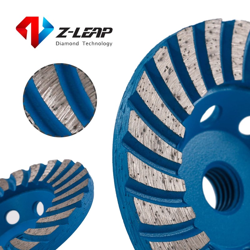 Z-LEAP 4Inch Diamond Cup Grinding Wheel 5/8"-11 Arbor Turbo Row