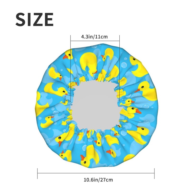 Rubber Duck Shower Cap for Women Reusable Double Layers Waterproof