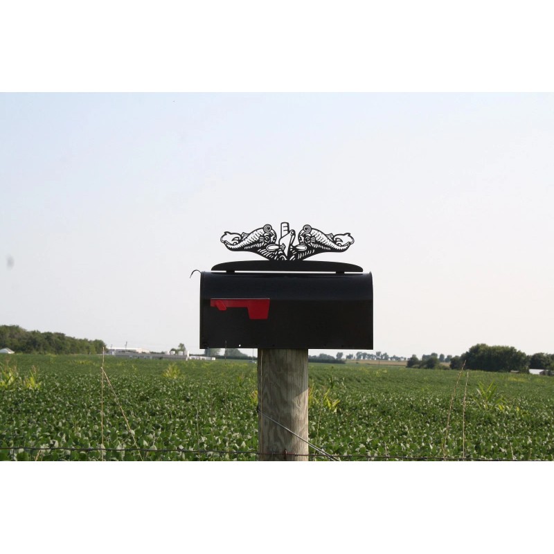 Submarine Dolphins Metal Mailbox Topper, Black Dolphin Sign