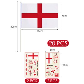 RNSKFG 20 Hand-Held Small Flags And 4 Tattoo Stickers, Mini Flag Suits, Football Match Support, Party Decorations.