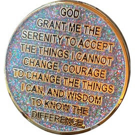 7 Month AA Medallion Reflex Funfetti Birthday Glitter Gold Sobriety Chip