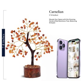 YATSKIA YATSKIA Carnelian Crystal Healing Tree, Gemstone Tree, Feng Shui Living Room Decor, Birthday Gifts for Women, Crystals and Gemstones Desk Decor, House Warming Gifts New Home