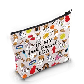 VAMSII Jack Russell Terrier Lover Gift Jack Russell Era Makeup Bag Jack Russell Owner Cosmetic Bag Jack Russell Terrier Merch (Jack Russell Era M)