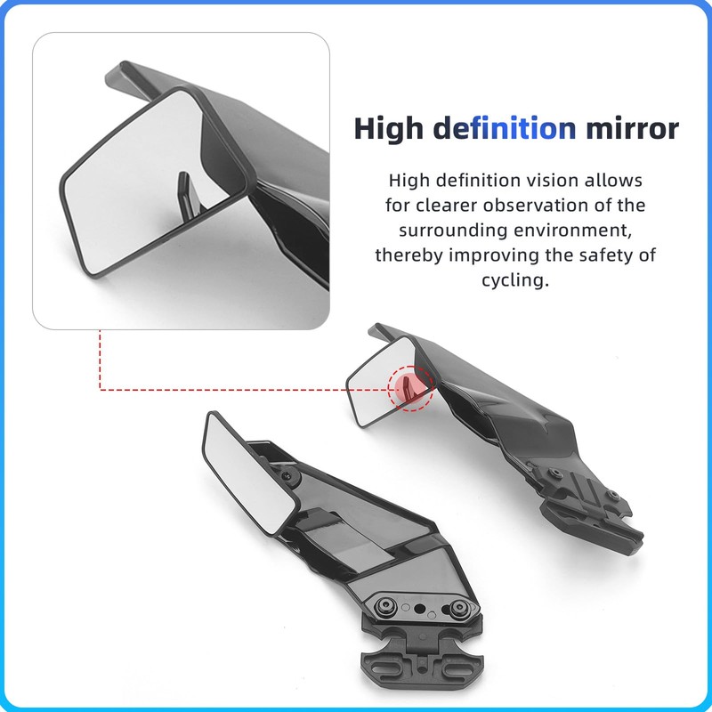 GZDLmoto Universal Motorcycle Rear View Mirrors, Fixed Wind Wing Side
