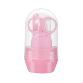 TecHong Baby Nail Clippers and Scissors Set - 4 in 1 Nail Care Pedicure Kit with Cute Case, Baby Nail Clipper, Scissor, Nail File & Tweezer for Newborn, Infant, Toddler, Kids - Pink