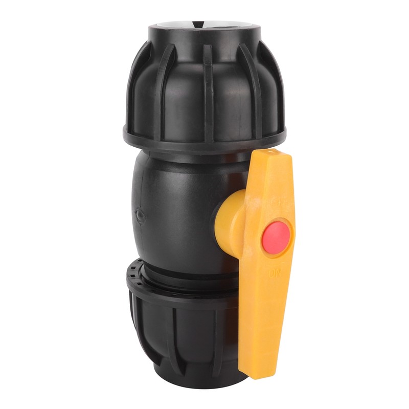 PE Plastic 50mm Diameter Ball Valve Connector Water Pipe Fitting