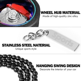 TSTESE Car Wheel Hub Shape Ornament Rearview Mirror Hanging Pendant Unique Decor Automotive Rear View Swinging Decoration Interior Ornaments Zinc Alloy Charms Accessories (Colorful)