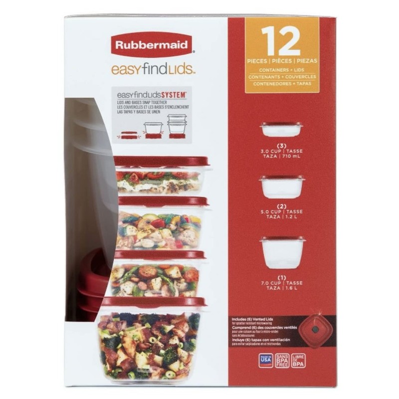 Rubbermaid Set of 12 Easy Find Vented Lids Food Storage