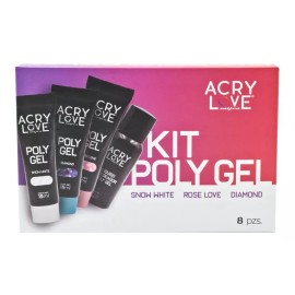 Acry Love Kit Poly Gel Uñas. 8 Pzs. Esmalte, Lima, Pincel. Acry Love.