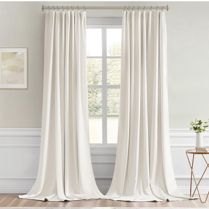 MIULEE Ivory Back Tab Blackout Curtains 102 Inch Long 2