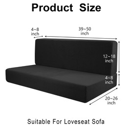 Tlswshsy RV Dinette Cushion Covers-Stretchable Loveseat Sofa Furniture Protector -Elastic Camper Cushion Slipcoversfor RV Camper Car Bench (Black)