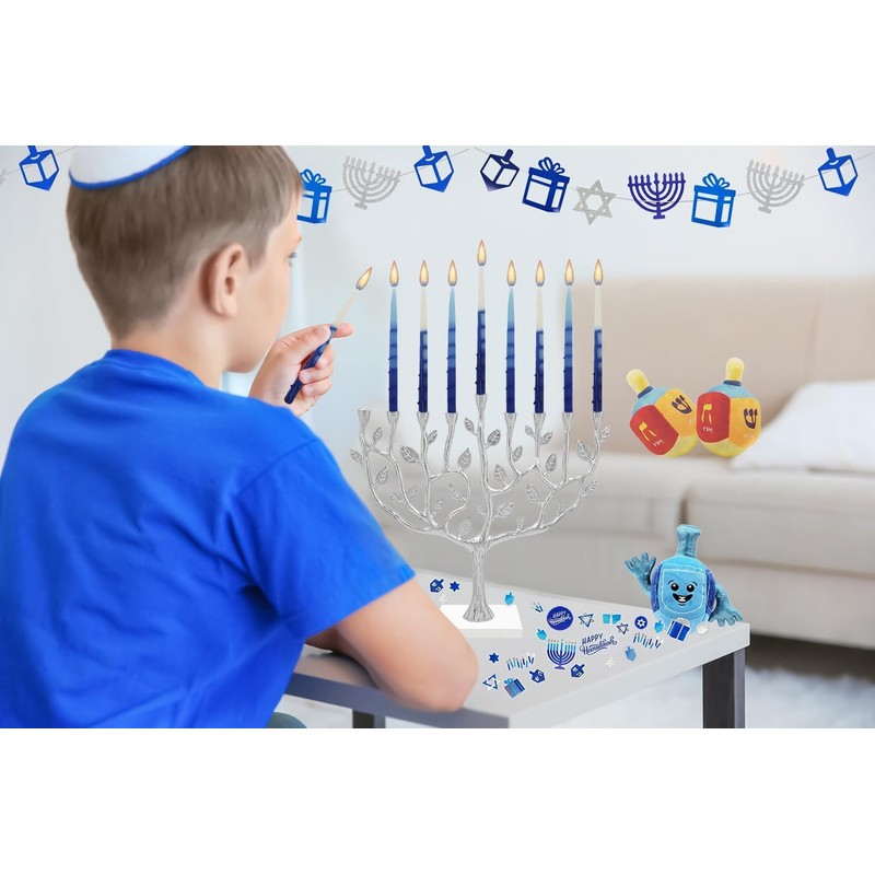 The Dreidel Company Dripless Deluxe Tapered Pastel Blue and White