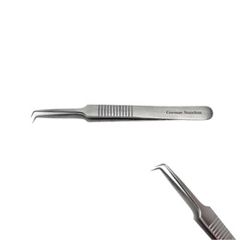 Multifunction Micro Forceps 4.75" Stainless Steel Lab Tweezers High Precision For Detailed Work & General Purpose with Fine Straight & Curved Points (JF-5-90)