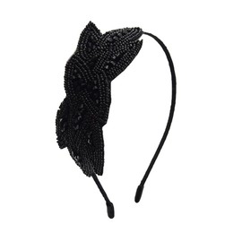 Black Flapper Headband 1920s Headbands for Women Girls Vintage Beades Hairbands Black Rhinestone Head Bands 1920s Retro Headband for Women Flapper Headpiece Hair Accessories