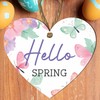 Springtime Wooden Heart Plaque - "Hello Spring" Quote | Rustic