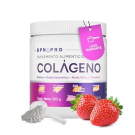 Bpn Pro Colágeno Hidrolizado Polvo Sabor Fresa 360 Vitamina Zinc Ácido Hialurónico Collagen Peptides Piel Cabello Uñas Gluten Fácil Mezclar