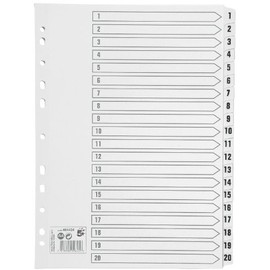 5 Star A4 White Board Index Cards with 1-20 Clear Mylar Tabs