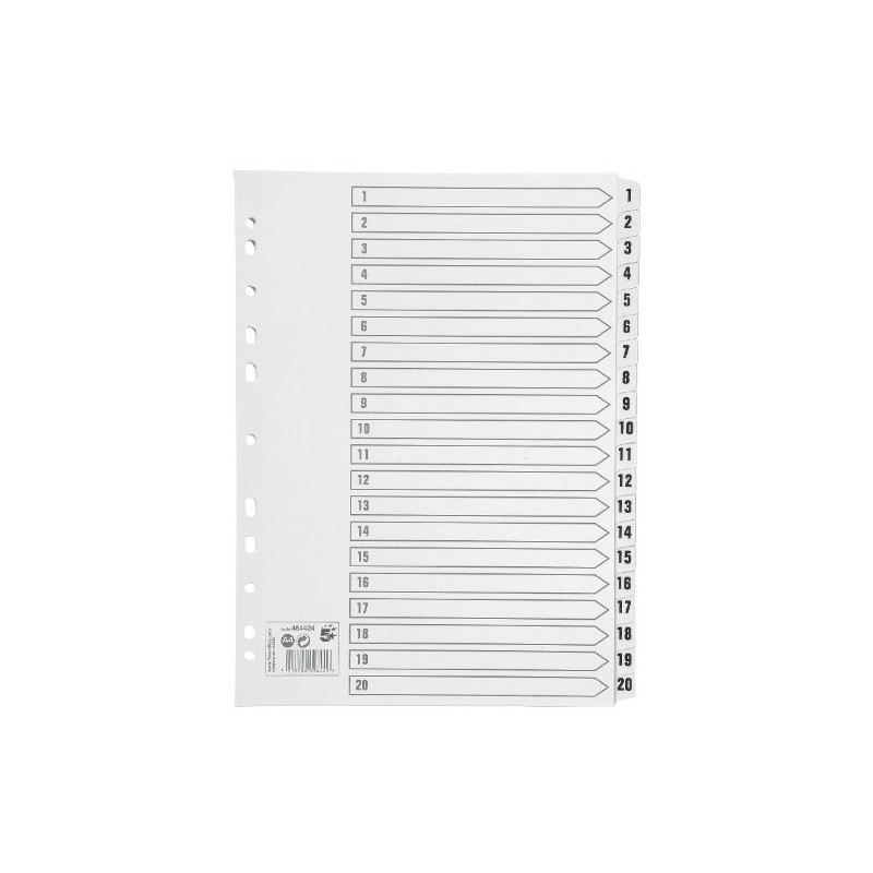 5 Star A4 White Board Index Cards with 1-20 Clear