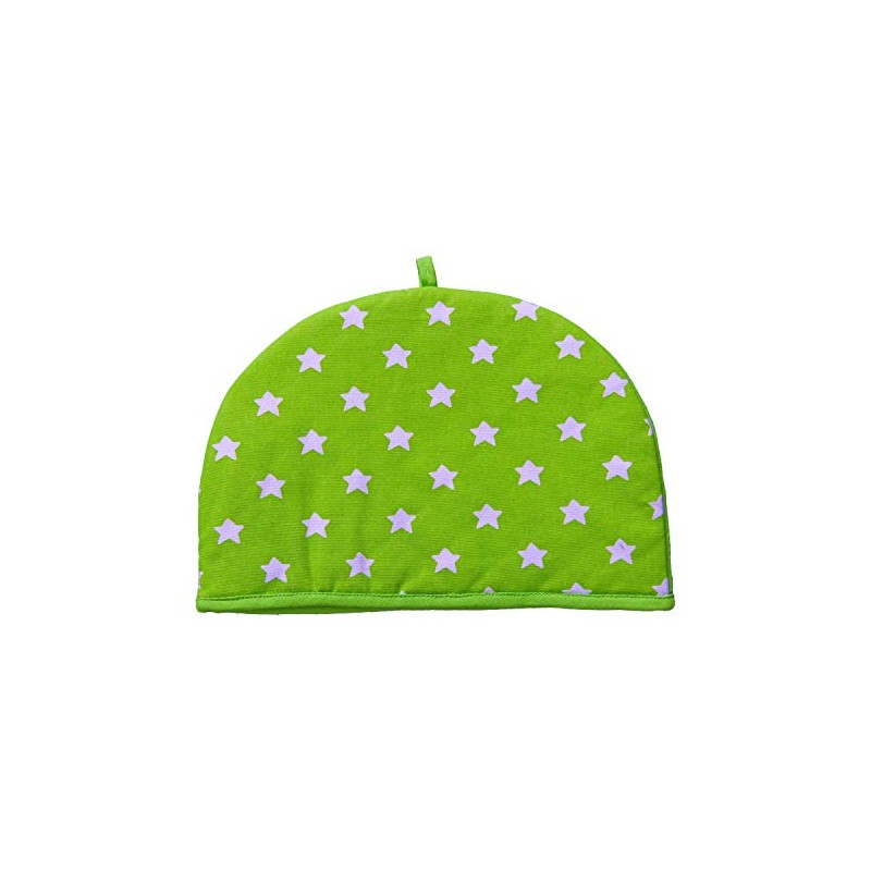 HOMESCAPES Double Design Tea Cosy Stars Green Muff Teapot Warmer