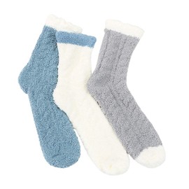 Century Star Women Warm Super Soft Slipper Socks Fuzzy Fluffy Cozy 3-8 Pairs Home Socks (01)3 Pairs Solid-Color 04