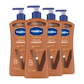Vaseline Intensive Care Body Lotion Cocoa Radiant 4 Count for Dry Skin Lotion Made with Ultra-Hydrating Lipids and Pure Cocoa Butter for a Long-Lasting, Radiant Glow 20.3 Oz