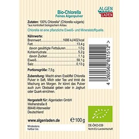 Algae Shop Organic Chlorella Powder - 100 g | Rich in Protein | High Quality | Raw Food | Vegan