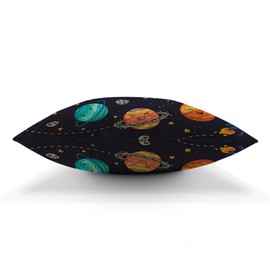 HGOD DESIGNS Outer Space Pillow Case Cute Planets and Star Cluster Solar System Moon and Comets Sun Cosmos Cotton Linen Cushion Cover Square Standard Home Decorative Throw Pillow 18x18 inch Darkblue