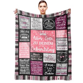PRITOK Cuddly Blanket, Birthday Gift for Women, Gifts for Women, Cuddly Blanket Gifts for Women for Mum, Girls, Wife, Sister, Girlfriend, 130 x 150 cm, Happy Birthday Decoration Blanket