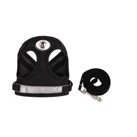 Cats and Dogs Vest Harnesses with Leash Reflective (Black, L)
