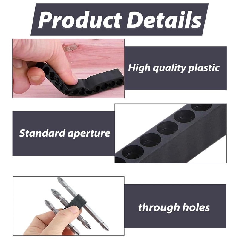 5 Pcs Hex Bit Holder,12 Holes Hex Bit Organiser,Plastic Drill