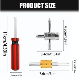 Fokmuaex 3-Piece tire core Tool Set, Professional Grade Chromium-Vanadium Steel Valve Rod Removal Wrench with Double-Ended Hook Design, Non-Slip Handle tire Repair Tool